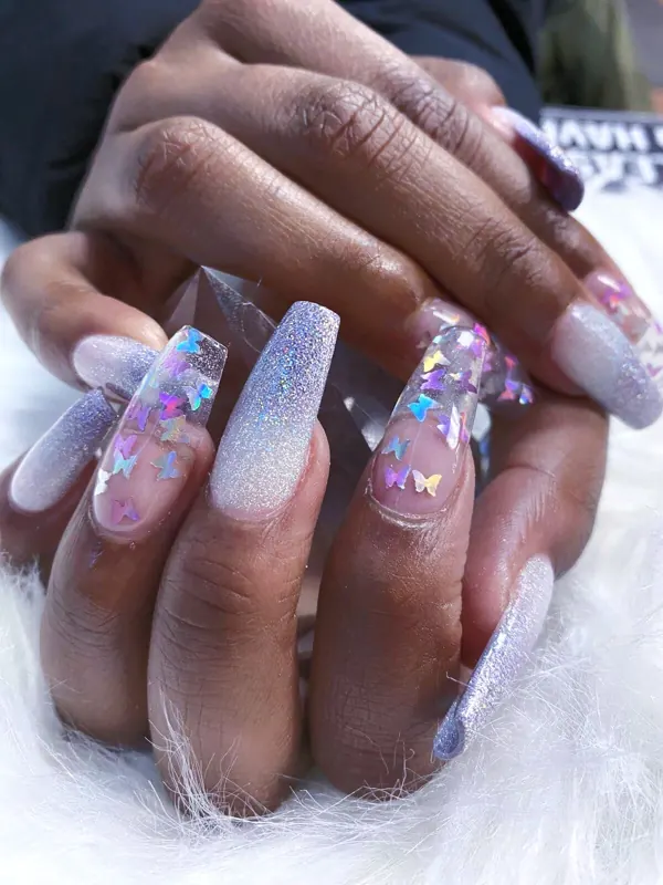 Clear glitter acrylics