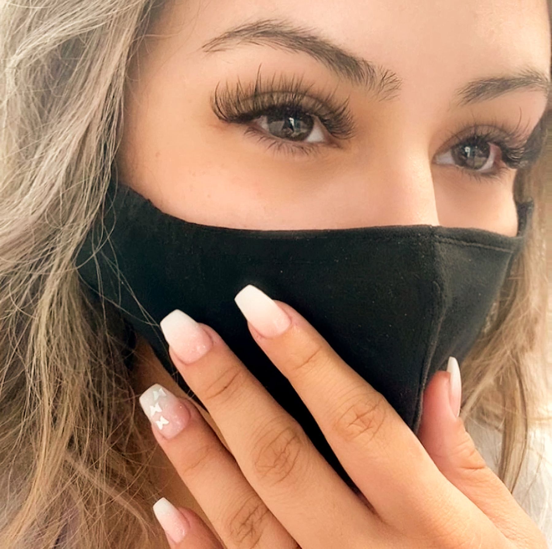 Lash extensions and French tips