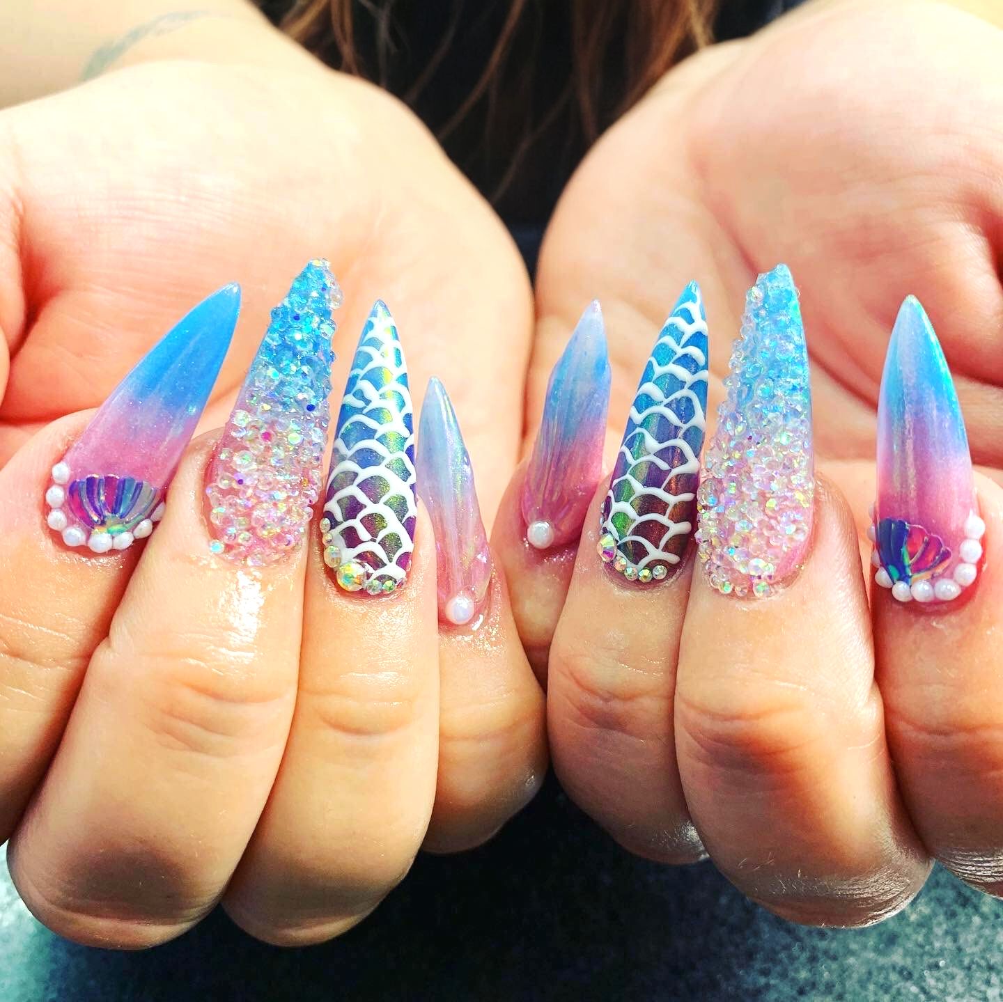 Mermaid stiletto nails